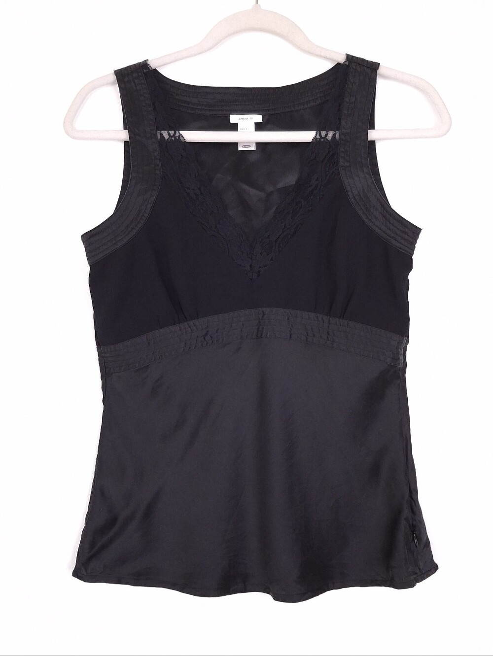 Old Navy vintage Y2K silk babydoll lace top sleeveless whimsigoth goth black